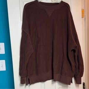 Aerie Brown Corded Sweatshirt
